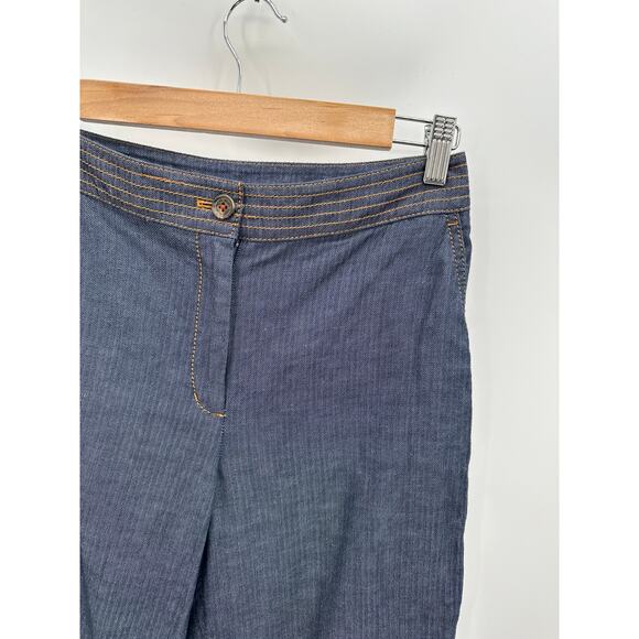 Brooks Brothers Linen Blend Blue Denim Wide Leg Crop Pants Women's Size 6 - Picture 4 of 11